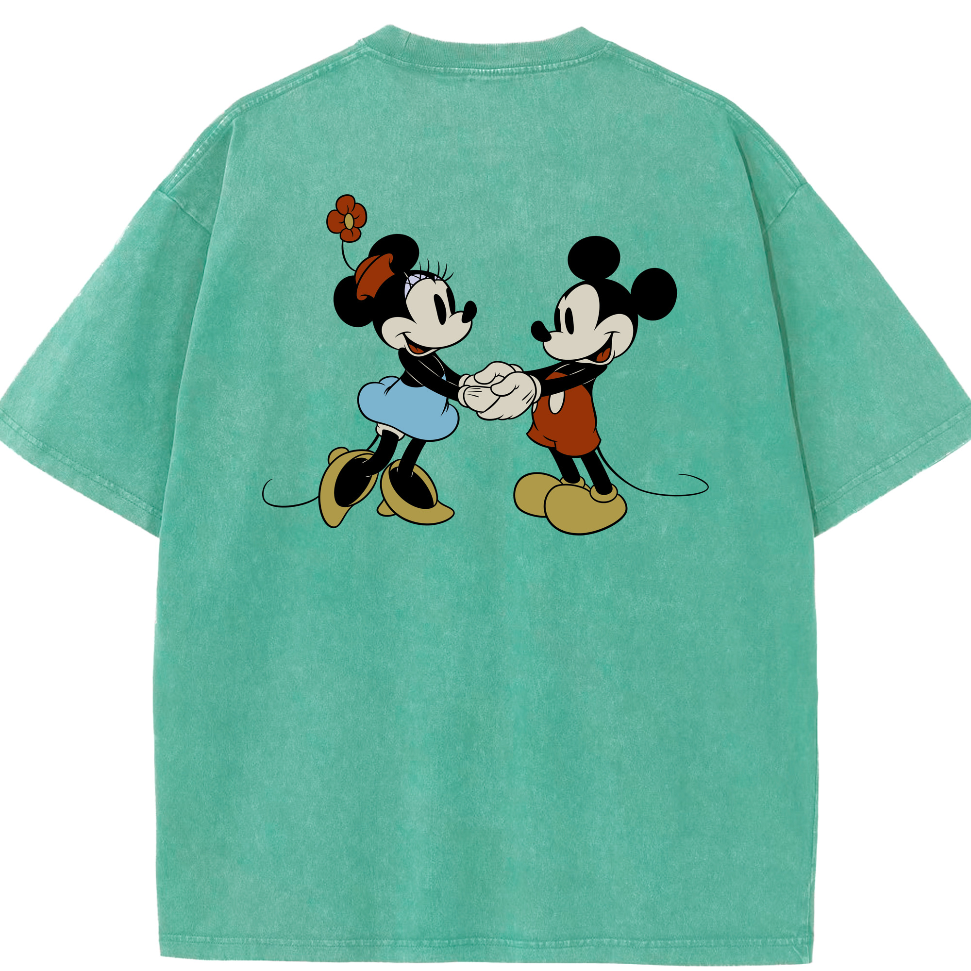 （画像用） ミッキーマウス Mickey Mouse 綿100% ヴィンテージ風 半袖Tシャツ（背面プリント）